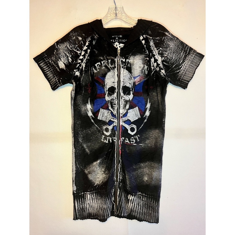 VTG Affliction Los Angeles Live Fast Zip Up Hoodie Dress RARE‎ Women's Size XL